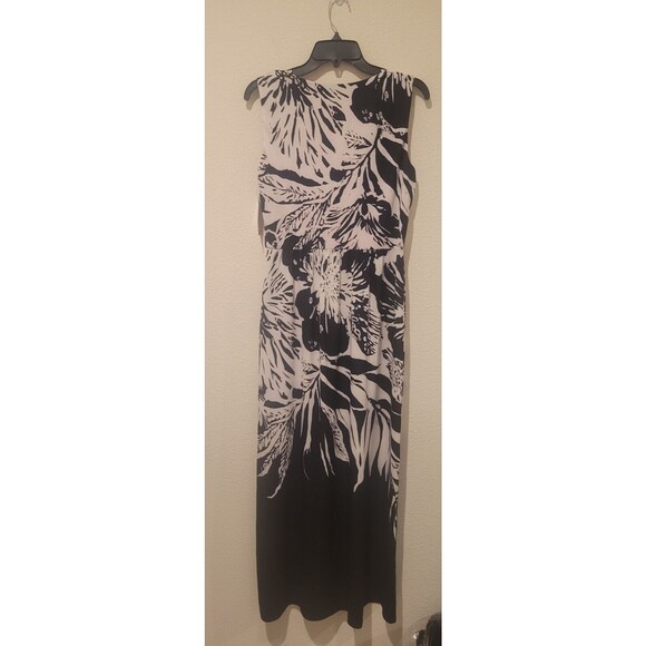 NWT Donna Ricco Women’s Long Sleeveless Maxi Dress Black White Faux Wrap Small - Picture 2 of 9